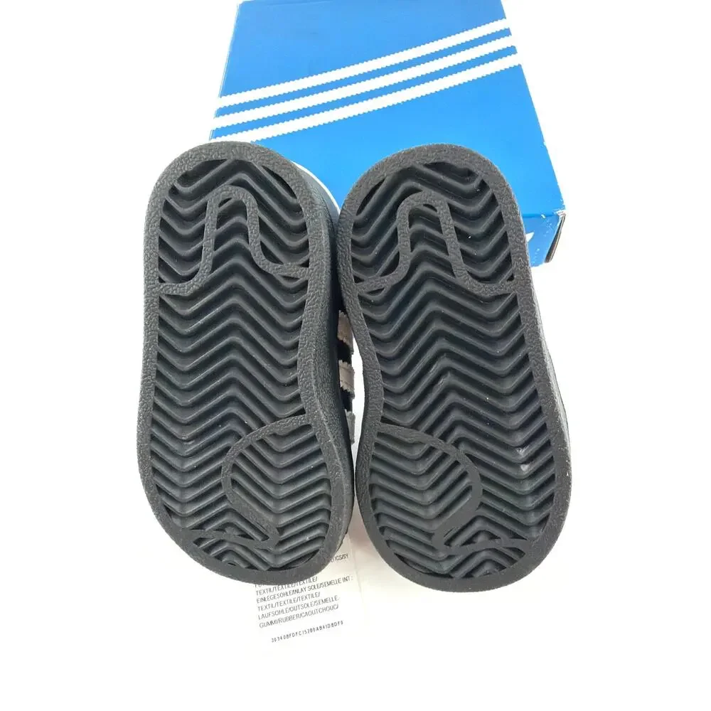 Adidas Kids Core Black Cloud White Superstar II Elastic Lace Shoes Size 4K